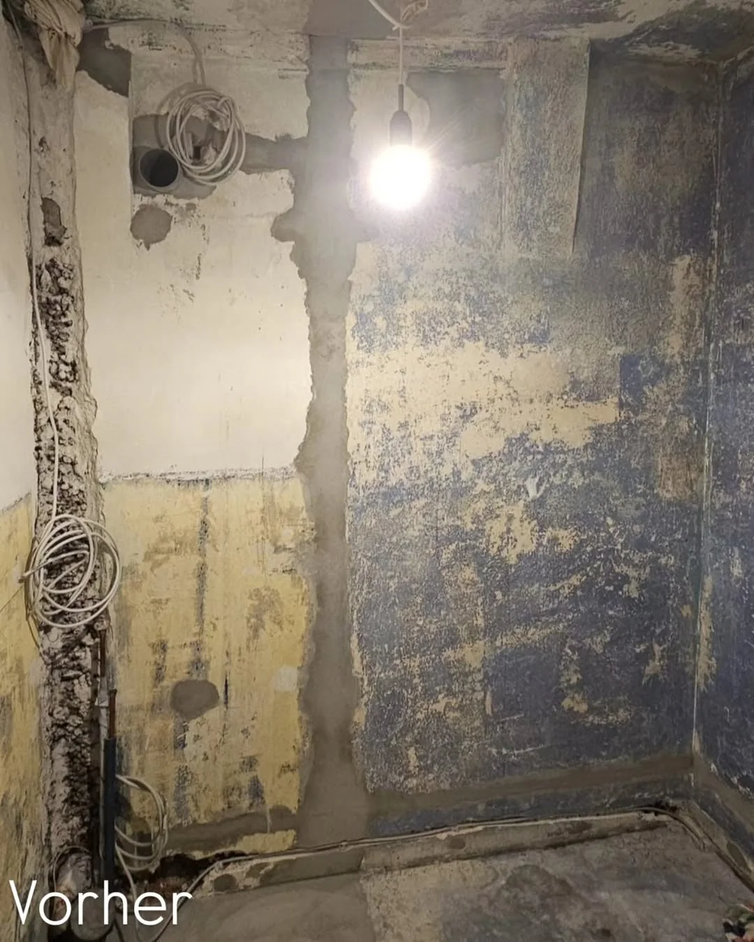 Badezimmer vorher – entkernter Rohbau